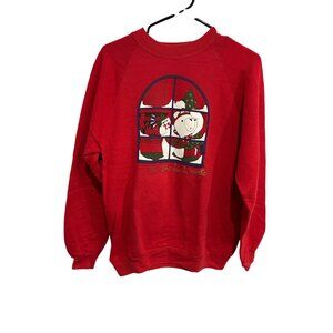 Vintage Jerzees Red On The Santa Watch Polar Bear Christmas Graphic Sweatshirt S